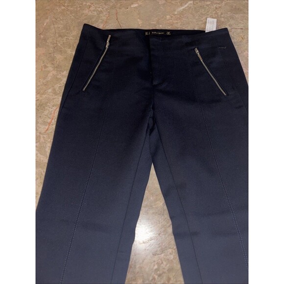 Zara Basic Collection Women’s Dress Pants Small Navy Zipper Pockets - Picture 2 of 6